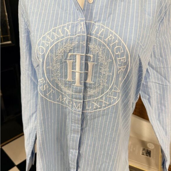 Tommy Hilfiger Light Blue Pinstripe Shirt - Picture 4 of 7